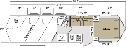 Sundowner Sportman Bumper Pull Trailer Floorplan