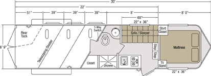 Sundowner Sportman Bumper Pull Trailer Floorplan
