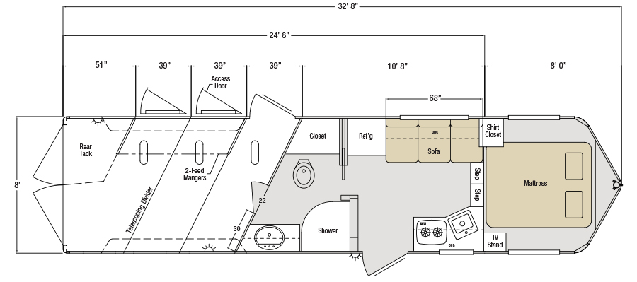 Sundowner Sportman Bumper Pull Trailer Floorplan