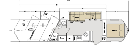 Sundowner Sportman Bumper Pull Trailer Floorplan