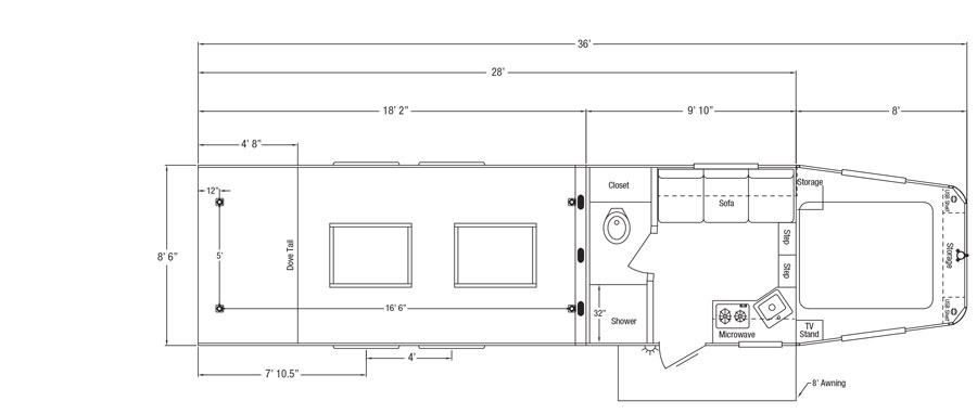 Sundowner Krawler Hauler 1786KM Trailer Floorplan