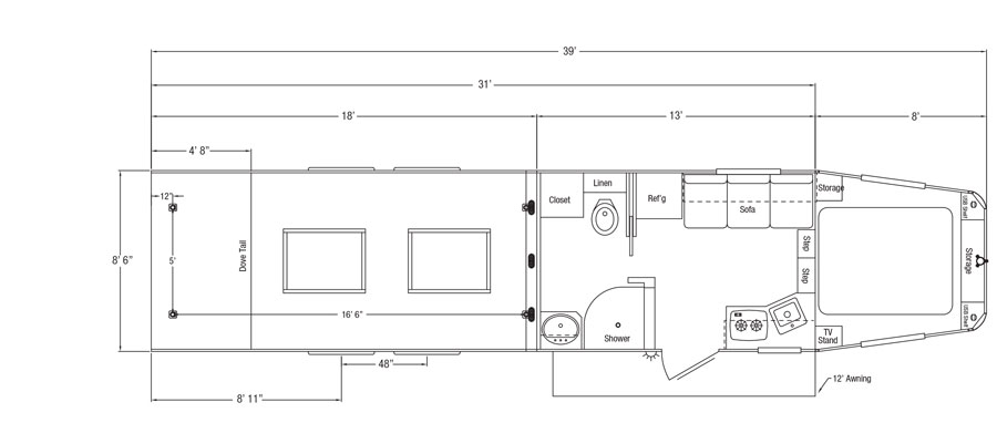 Sundowner Krawler Hauler 2186KM Trailer Floorplan
