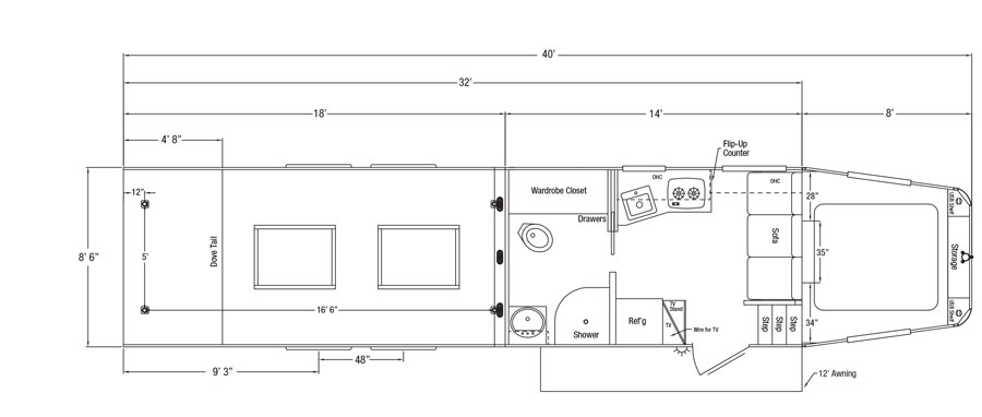 Sundowner Krawler Hauler 2286KM Trailer Floorplan