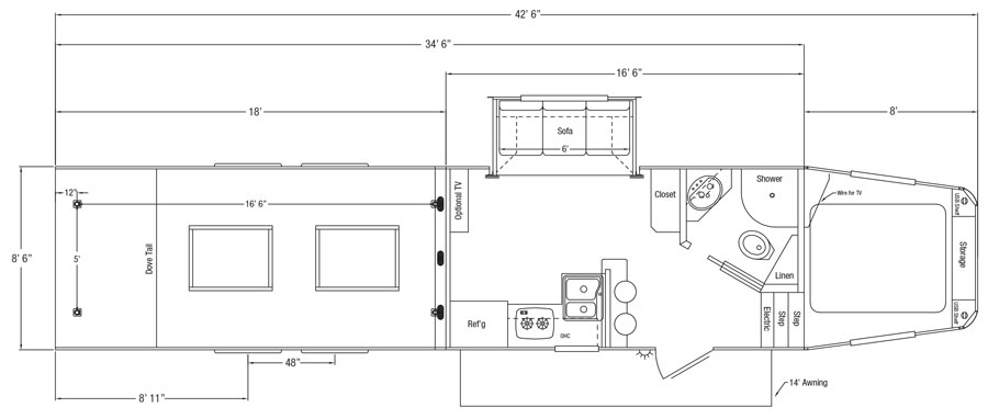 Sundowner Krawler Hauler 2486SKM Trailer Floorplan