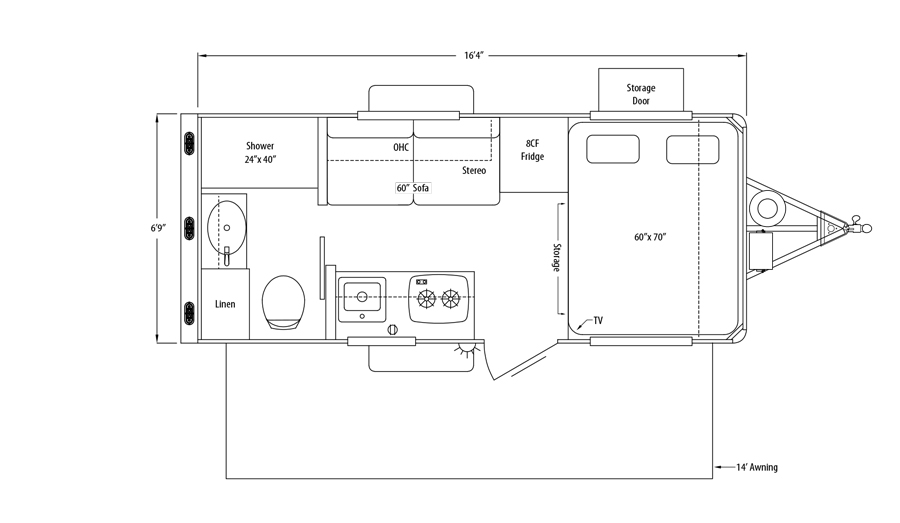Sundowner TrailBlazer 1669 RV Floorplan