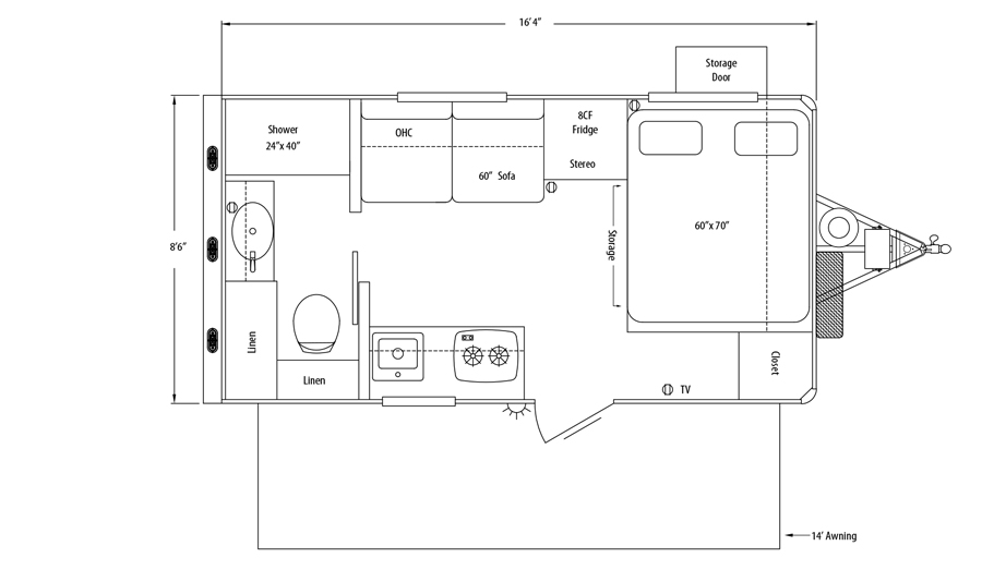 Sundowner TrailBlazer 1686 RV Floorplan