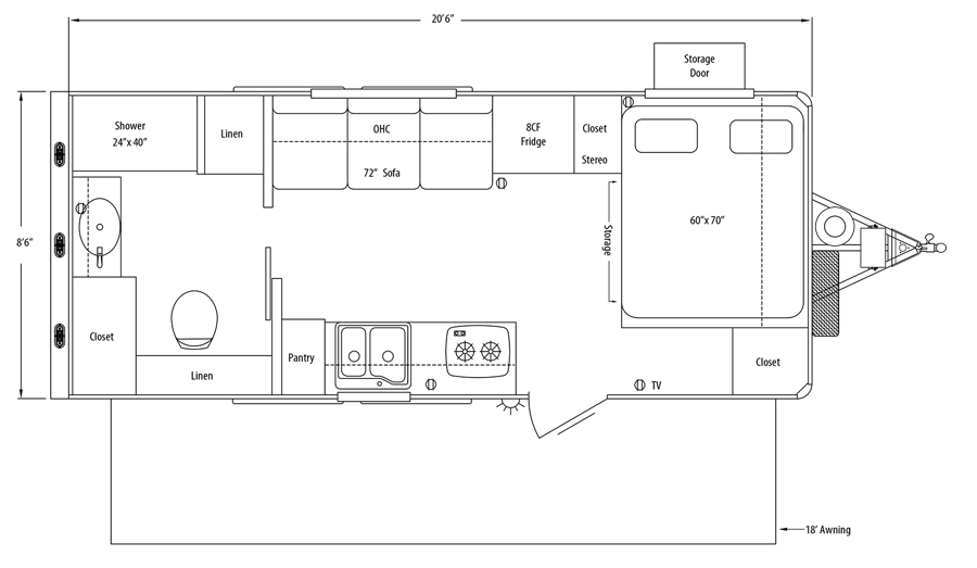 Sundowner TrailBlazer 2086 RV Floorplan