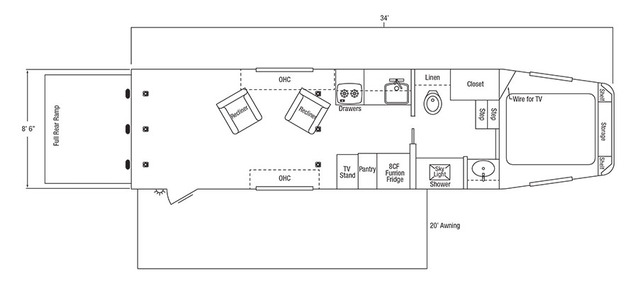 Sundowner TrailBlazer 3486 Toy Box Floorplan